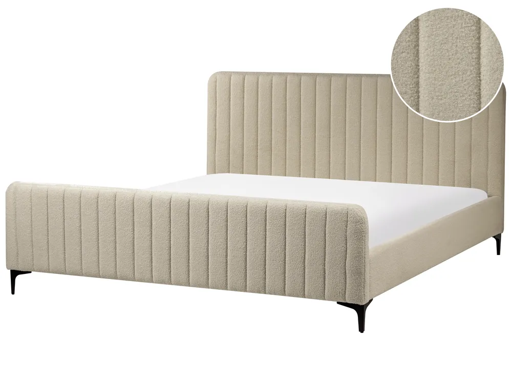 Bett mit Lattenrost Bouclé LUNAN 180 x 200 cm Beige