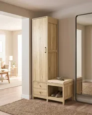 Hallway Wardrobe with Bench GRAFTON Light Brown_1080321