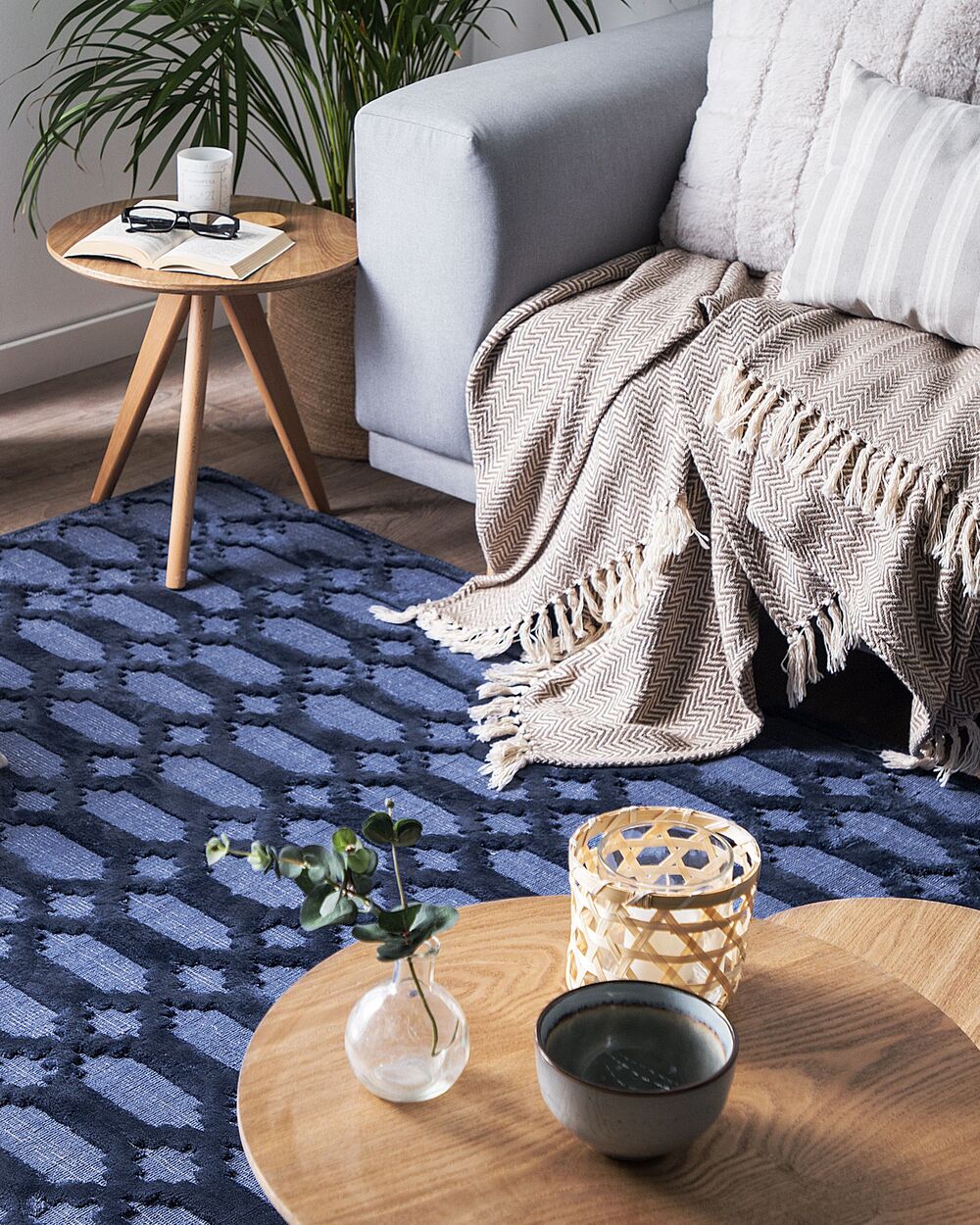 Vloerkleed CIZRE Marineblauw 140 x 200 cm Viscose
