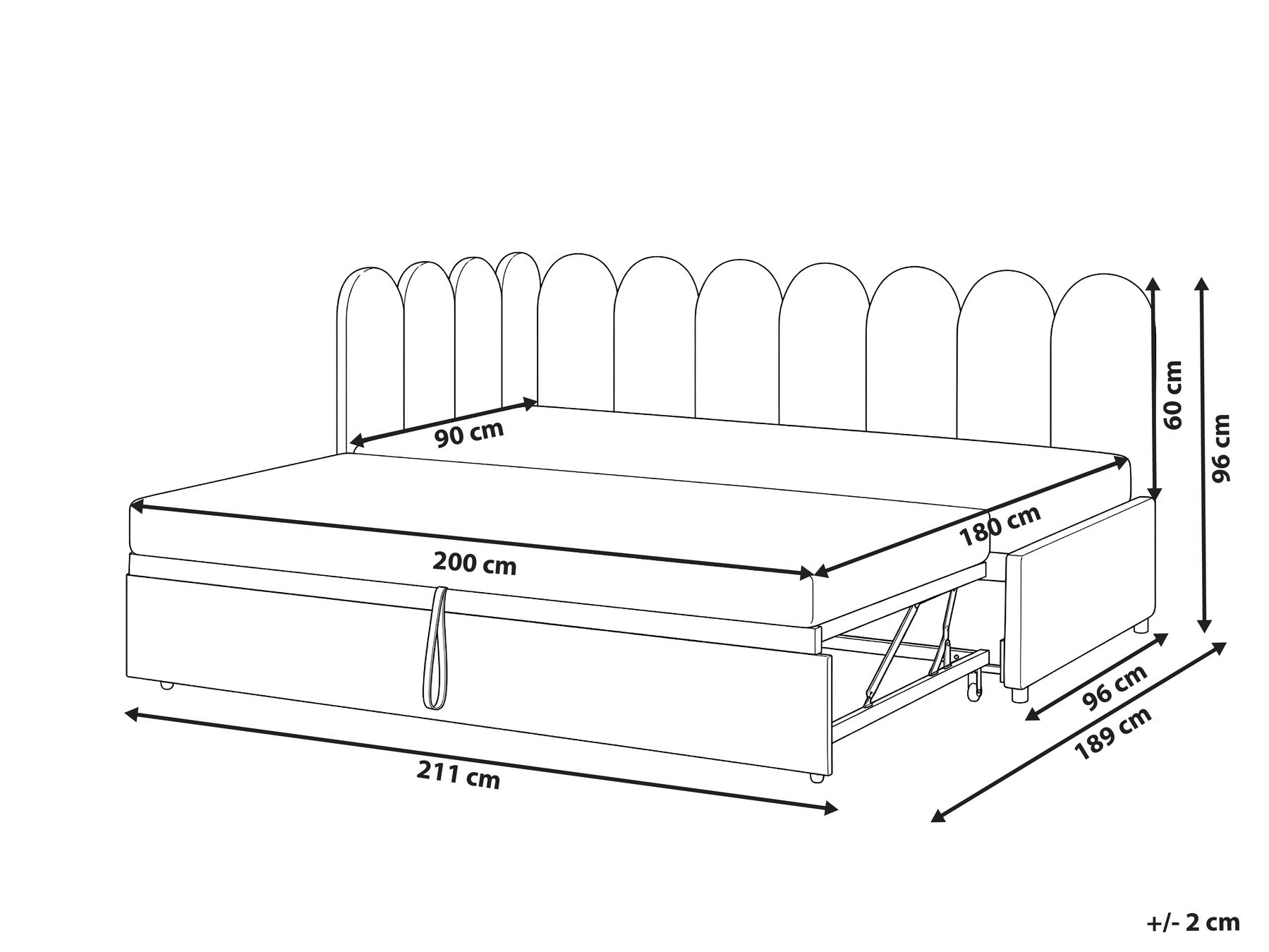 Ausziehbett Samtstoff TERROU 90 x 200 cm Taupe_1081425