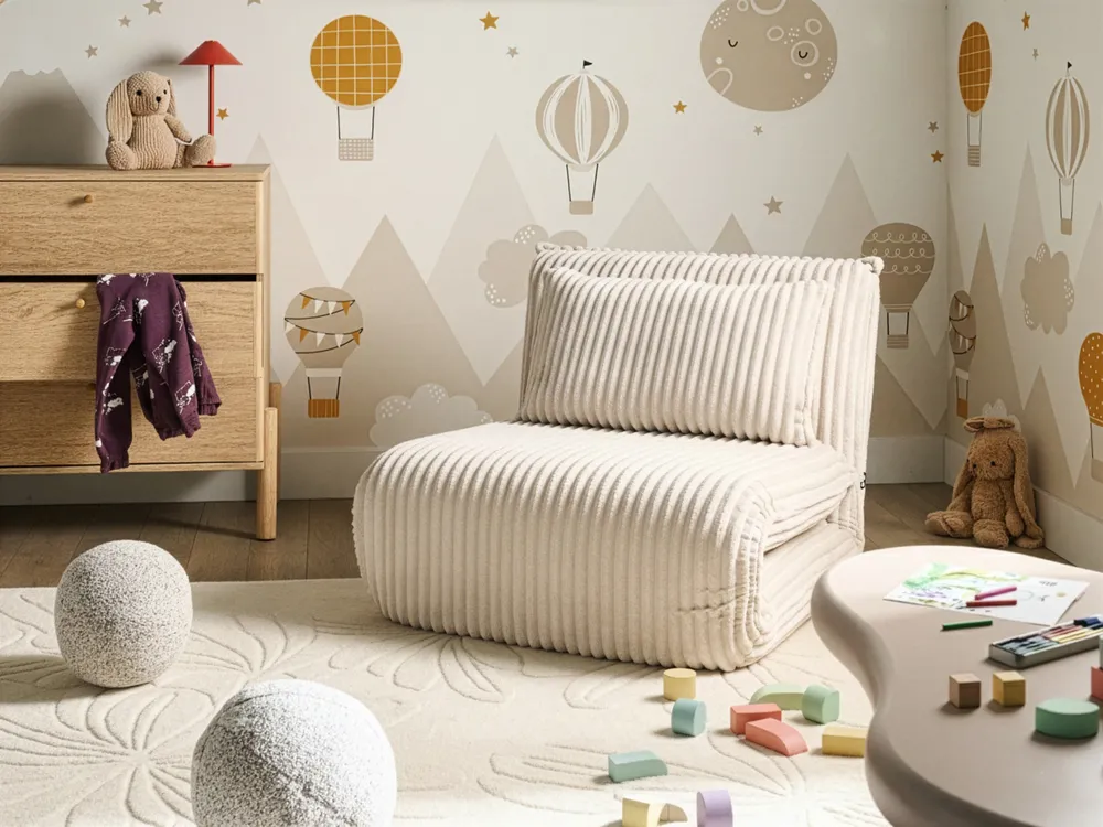 Single Sofa Bed LYSEKIL Corduroy Off-White_1043254