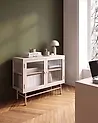 Sideboard mit Glastüren DEVON 77 cm Metall Beige
