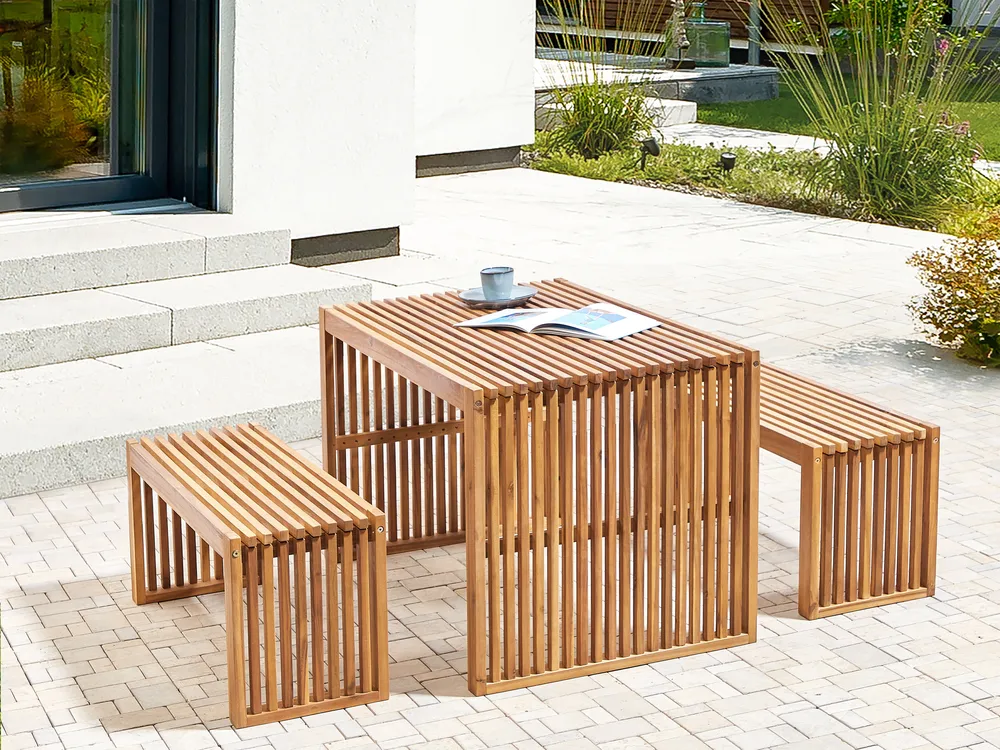 Gartenbänke 2er Set SULZANO 150 cm Akazienholz Braun