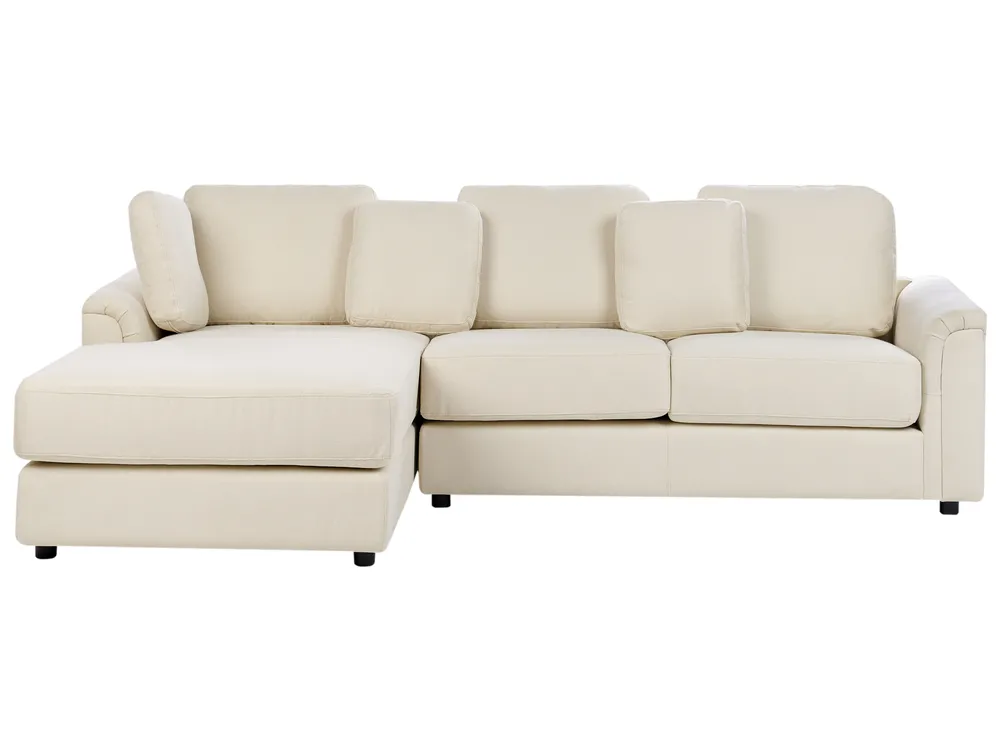 Ecksofa 4-Sitzer KOHLO Stoff Hellbeige rechtsseitig