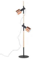 Floor Lamp OWENS Adjustable Oak Wood Black_664819
