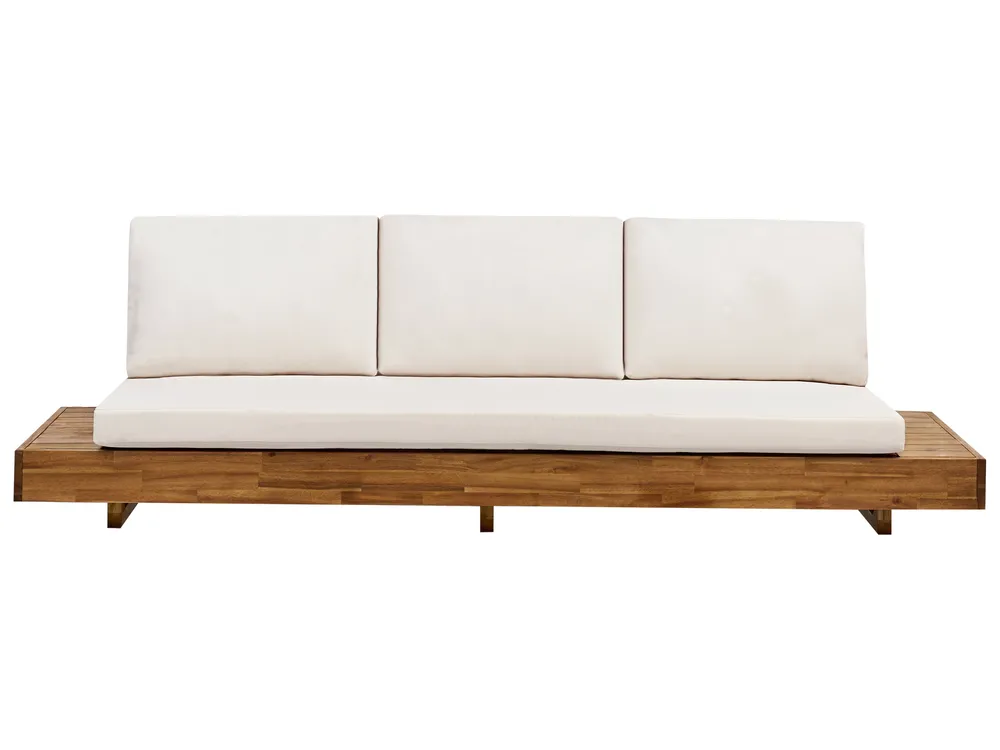 Gartensofa 3-Sitzer MARETTIMO zertifiziertes Akazienholz Cremeweiß