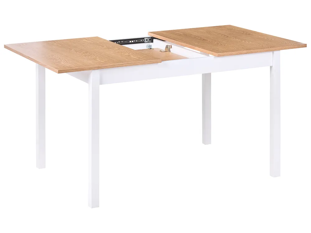 Ausziehbarer Esstisch HOUSTON Hellbraun / Weiß 120/150 cm 90 cm Kiefernholz_1070980