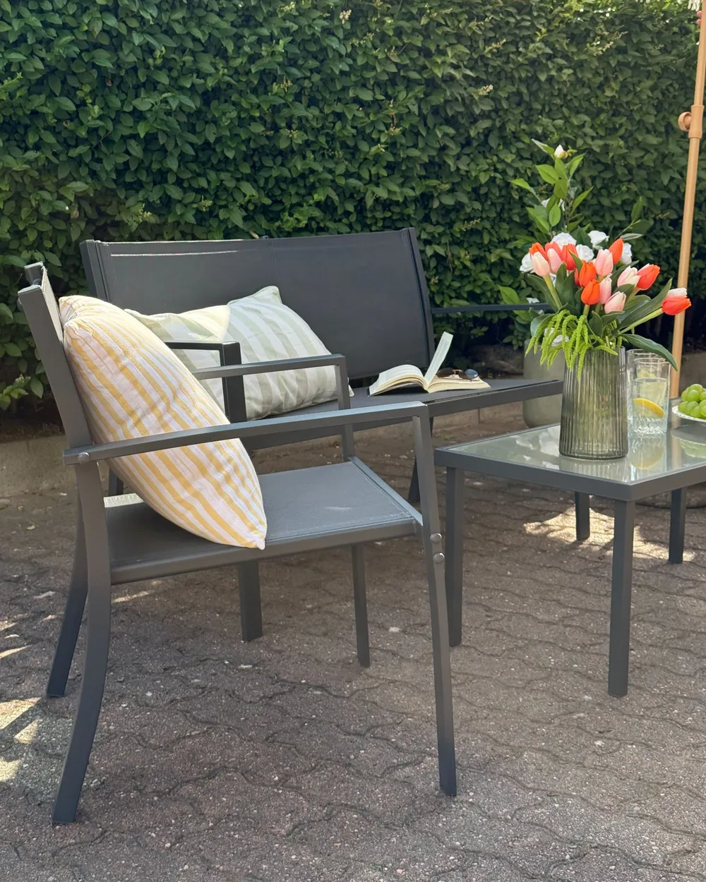 Lounge Set mit Tisch 4-Sitzer TAVOLETO Metall Dunkelgrau_1146792