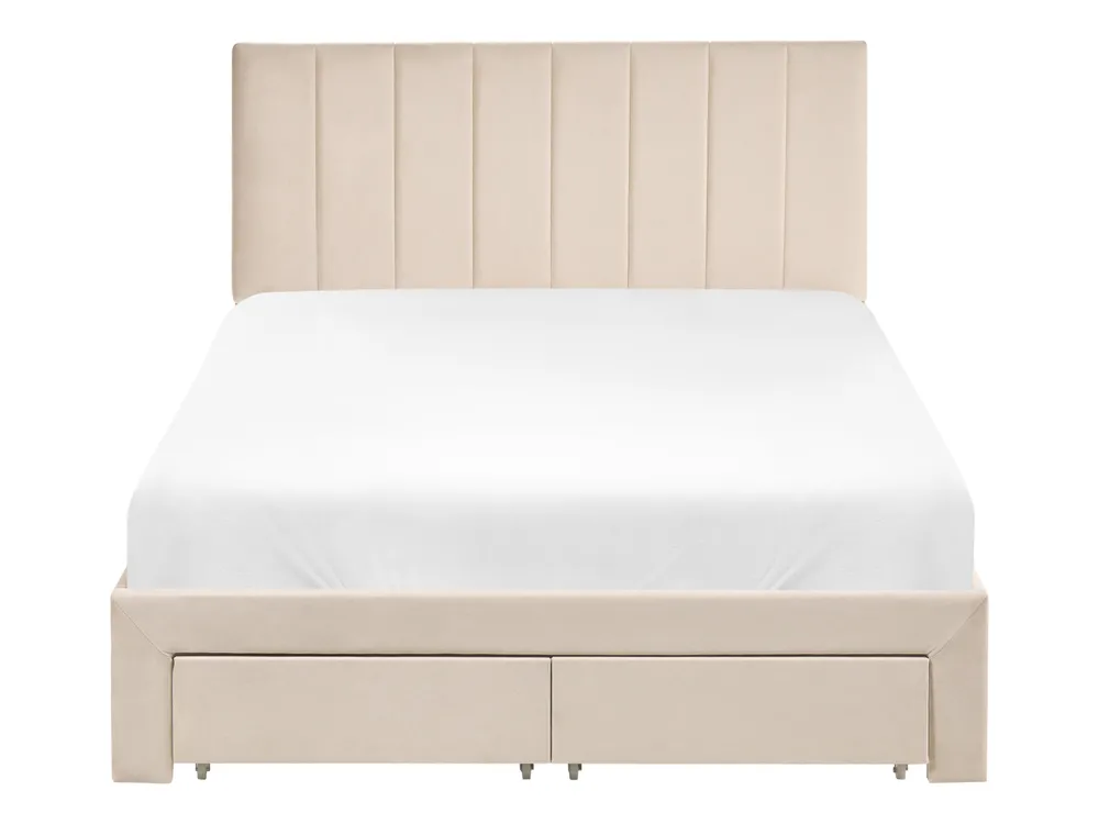 Bed with Storage Drawers LONZAC Velvet Beige 120 x 200 cm (EU Small Double)_1014606