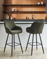 Set mit 2 Barstühlen CASMALIA Bouclé Dunkelgrün_956965