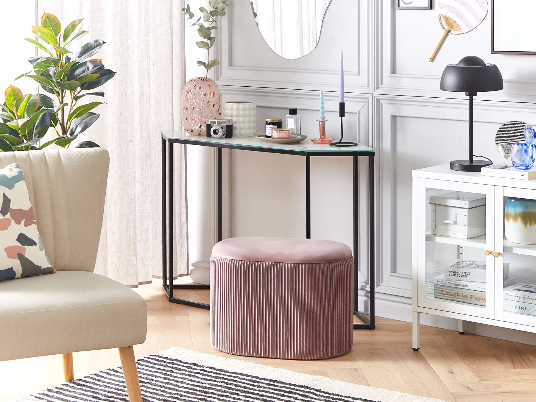 Storage Pouffe RICHLAND Velvet Pink_823935
