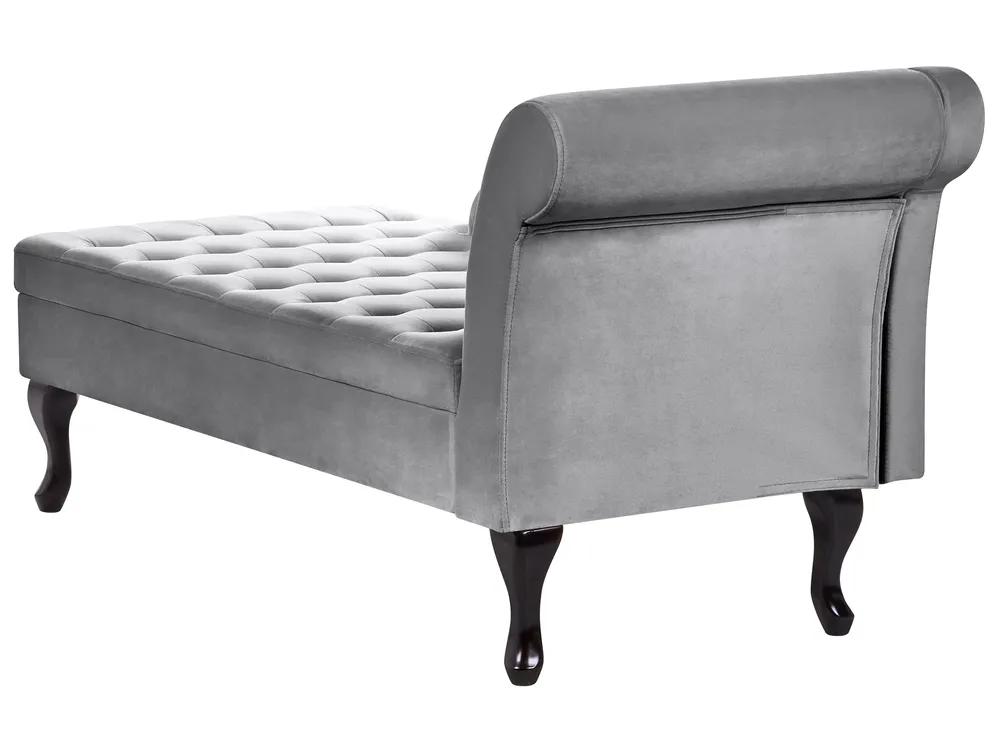 Rechtsseitige Chaiselongue PESSAC mit Stauraum Samtstoff Hellgrau_881799