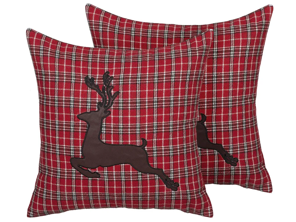 Dekokissen 2er Set COMET 45 x 45 cm Dunkelrot Weihnachtsmotiv