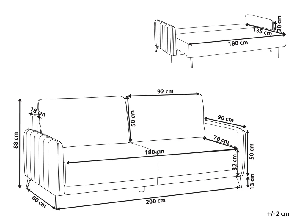 Schlafsofa 3-Sitzer HEMING Stoff Hellbraun_953469