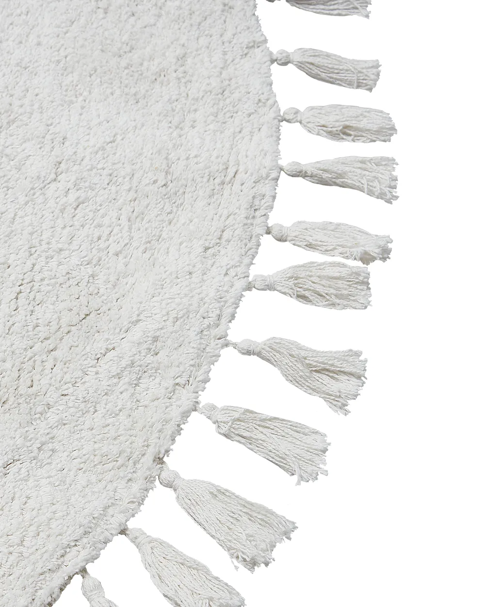 Teppich MITSOBI Weiß ø 120 cm Baumwolle_1065187