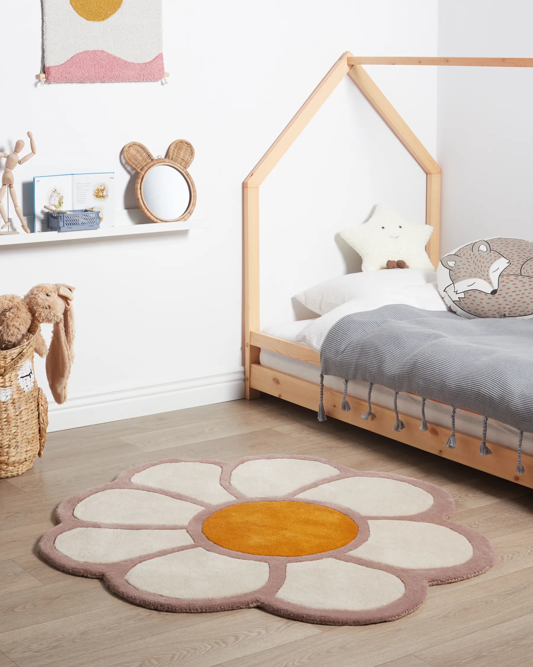 Kids Rug THUMBELINA Off-White ø 120 cm Wool_910758