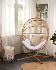 Hanging Chair with Stand ACRI PE Rattan Beige_842593