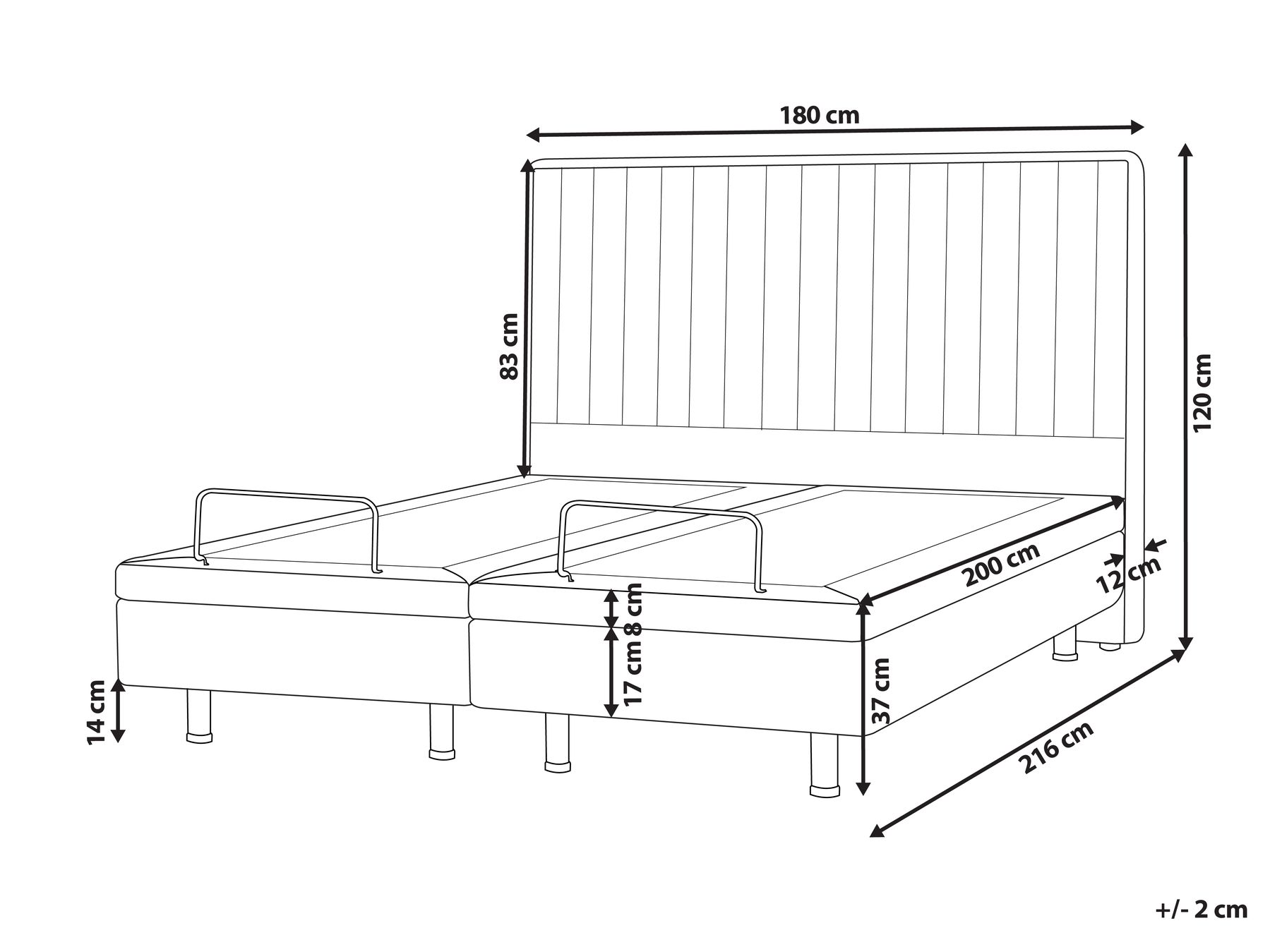 Bett verstellbar Bouclé DUKE II 180 x 200 cm Cremeweiß_1026065