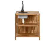 Outdoor-Küche 3er Set mit Spüle VENOSA Braun / Schwarz Akazienholz_984627
