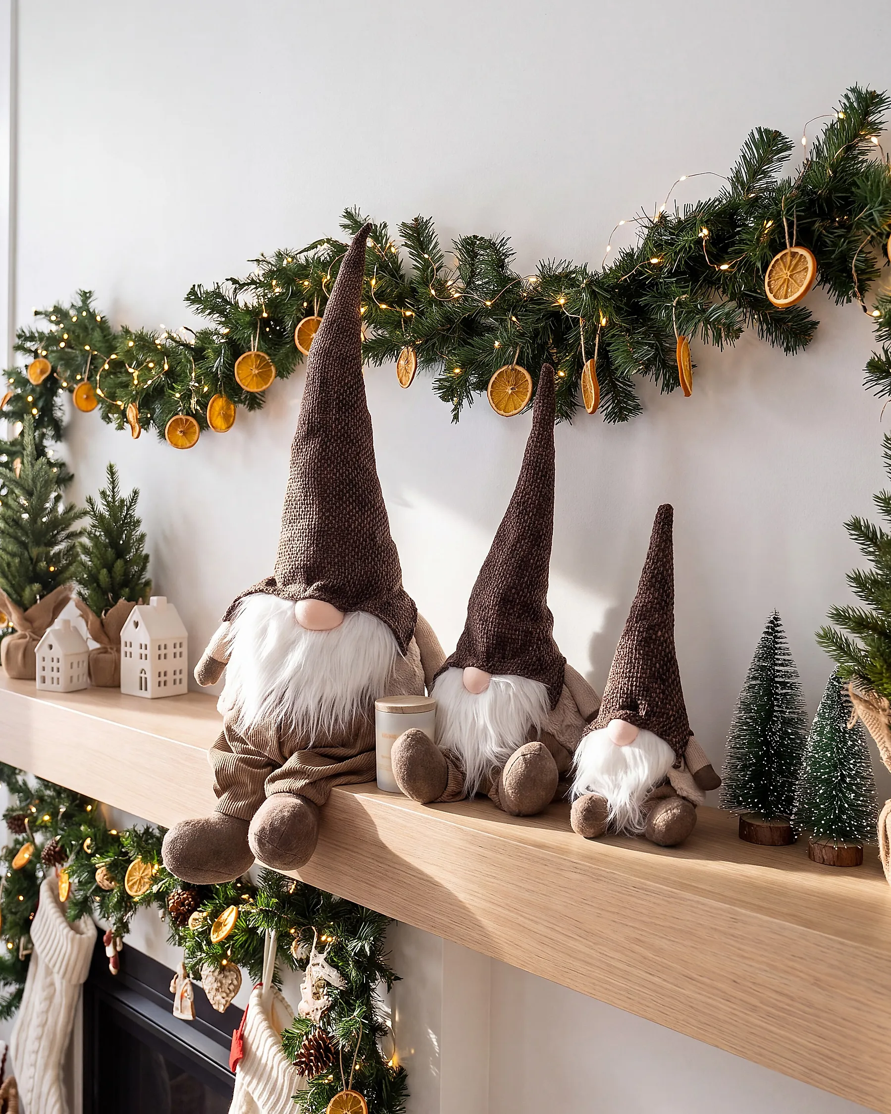 Weihnachtsdekoration 3er Set TUUSULA 36/54/80 cm Zwerg Braun_1175477