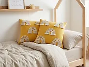 Set of 2 Decorative Cushions LEEA 45 x 45 cm Cotton Yellow_1187920