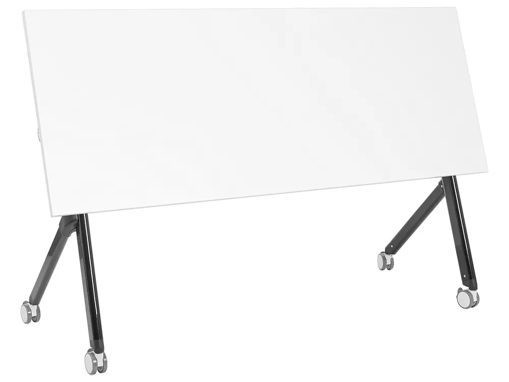 Zusammenklappbarer Schreibtisch BENDI 160 cm 60 cm mit Rädern Weiß_922328