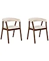 Esszimmerstuhl 2er Set MYLO Stoff Cremeweiß / Dunkelbraun