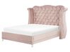 Bett mit Lattenrost Samtstoff AYETTE 180 x 200 cm Pastellrosa