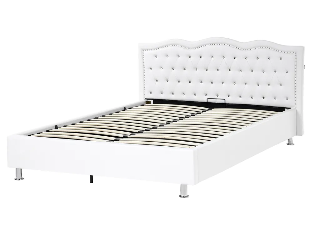 Ottoman Bed METZ Faux Leather White 160 x 200 cm (EU King Size)_1060469
