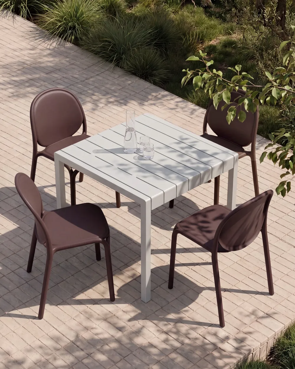 Set of 4 Garden Chairs BRUGNELLO Brown_1106793