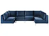 Modular U-Shape Sofa 6 Seater EVJA Velvet Navy Blue