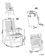 Set mit 6 Stühlen und Sitzkissen JAVA PREMIUM Akazienholz Blau_1070826
