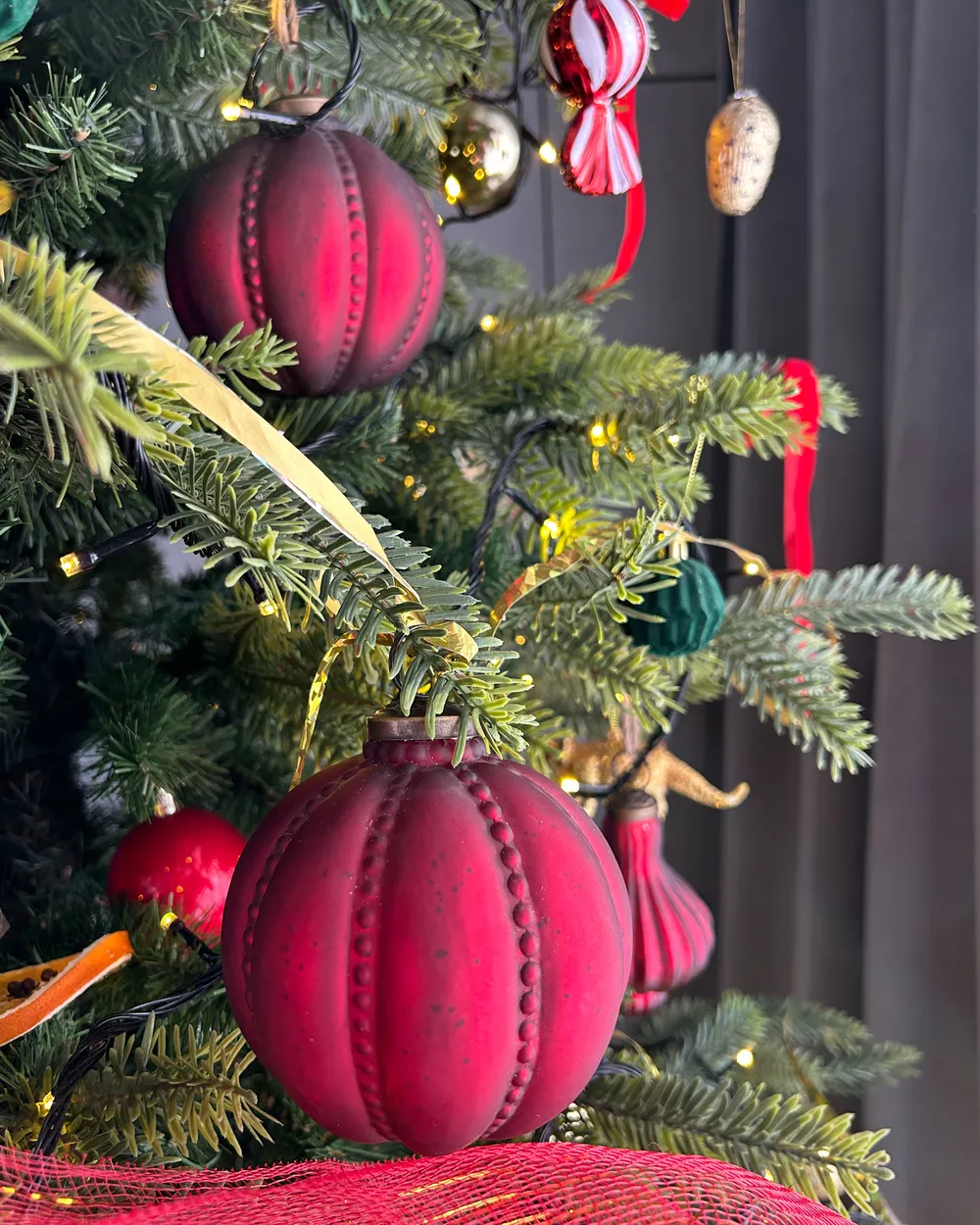 Set of 6 Baubles ARGENTIN Glass Red_961161