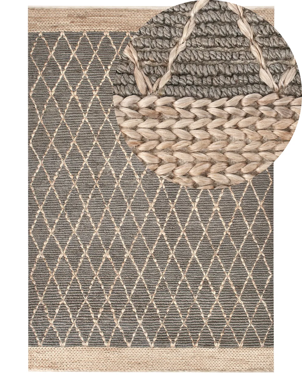 Teppich TELLIKAYA Grau 200 x 300 cm Jute