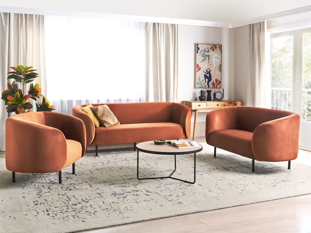 Sofa 2-Sitzer LOEN Samtstoff Orange_919723