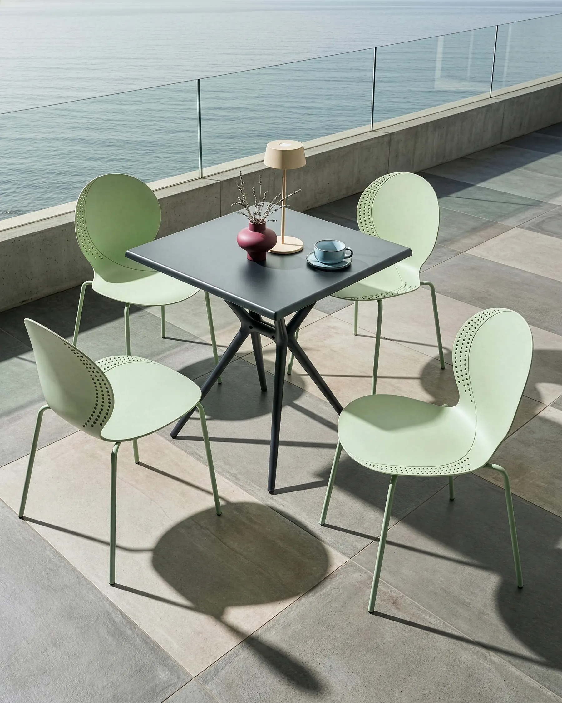 Gartenstuhl 4er Set MILOS stapelbar Hellgrün_1043574