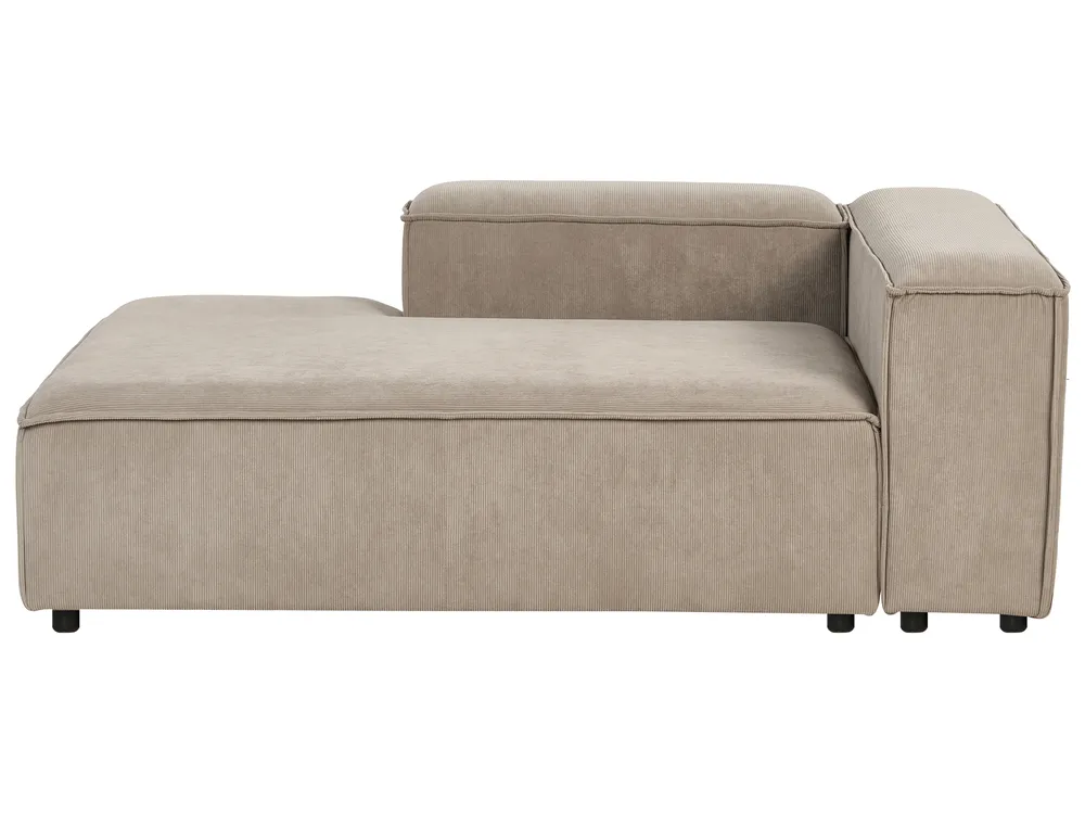 Modular Corner Sofa 2 Seater ARDAL with Ottoman Corduroy Light Brown Right Hand_940695