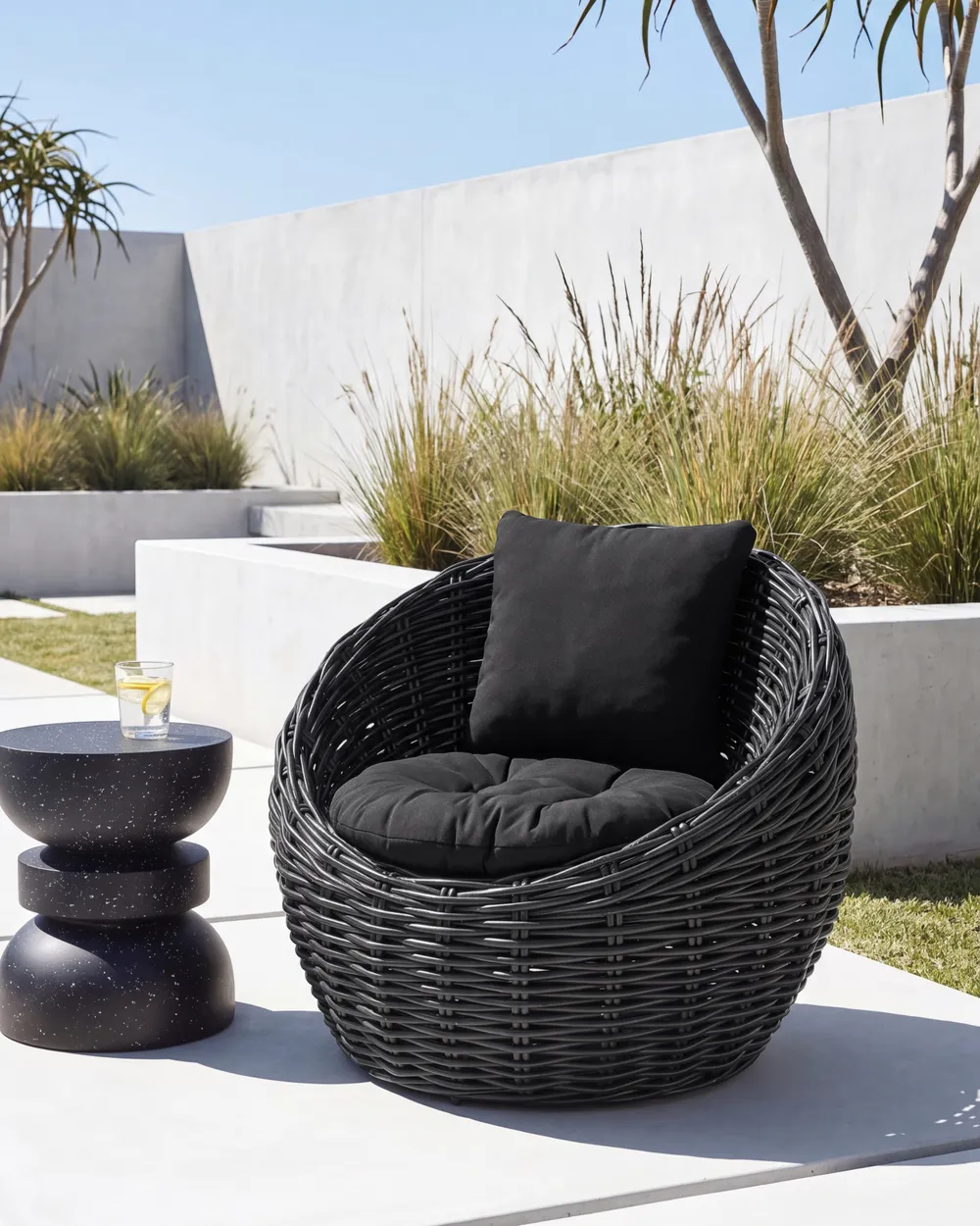 Gartenstuhl LERICI Rattan Schwarz