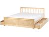 Bett mit 4 Schubladen OLENDON Kiefernholz Hellbraun 160 x 200 cm