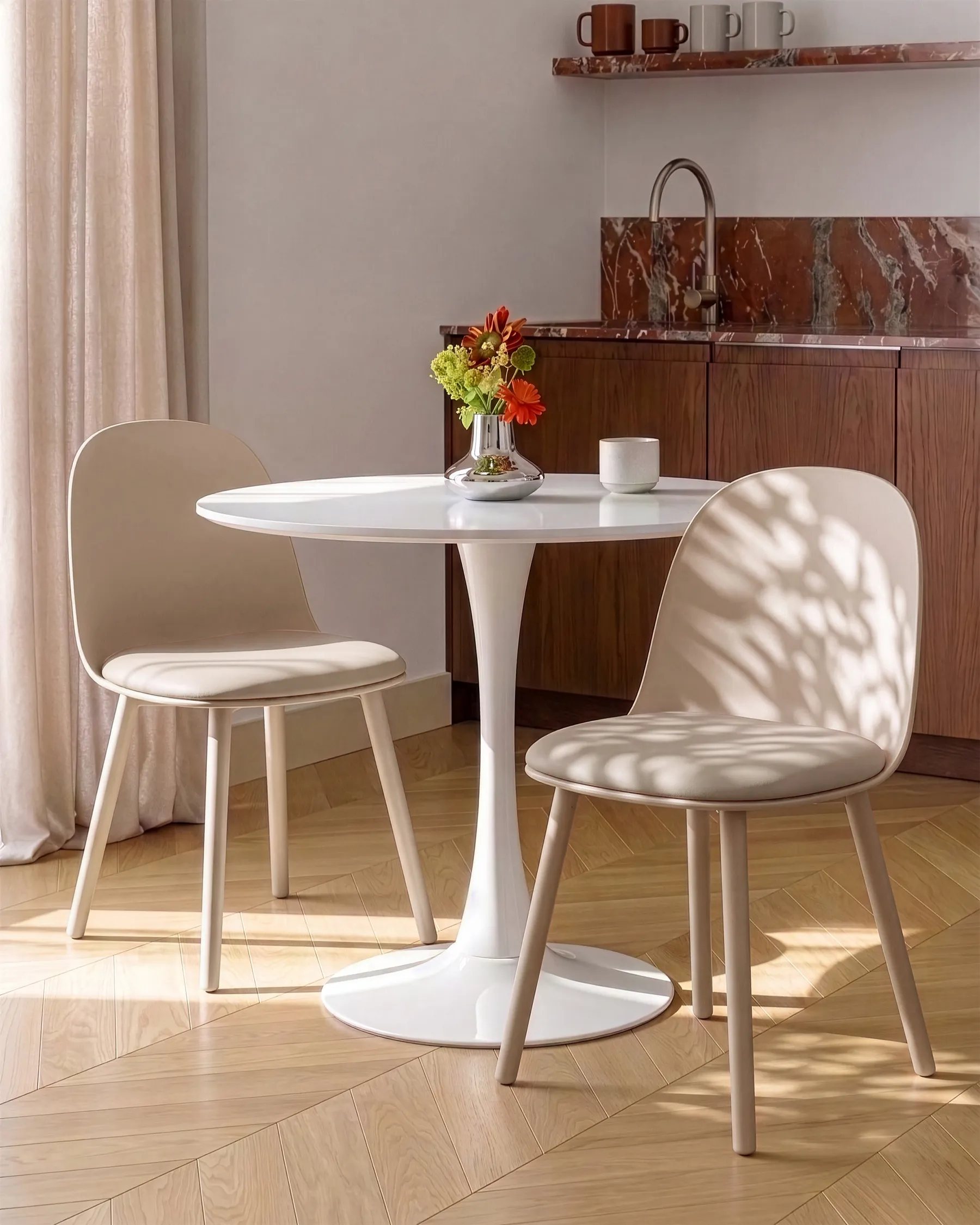 Set of 2 Dining Chairs ANKENY Faux Leather Beige_1107532