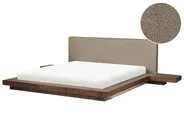 Bett mit LED Bouclé ZEN 180 x 200 cm Braune Esche_1079916