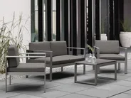 Gartenbank mit Auflage SALERNO 142 cm Metall Dunkelgrau_679490