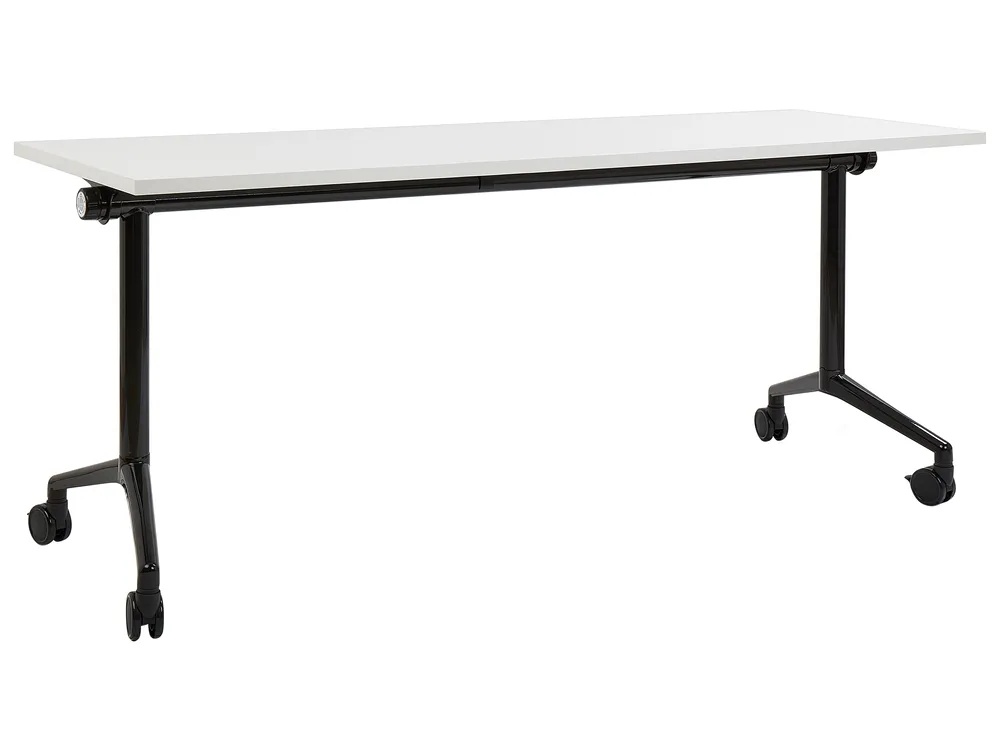 Zusammenklappbarer Schreibtisch CAVI 180 cm 60 cm mit Rädern Weiß