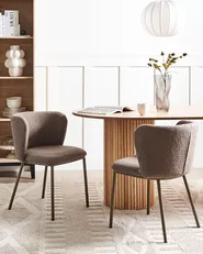 Set of 2 Dining Chairs MINA II Boucle Light Brown_954467