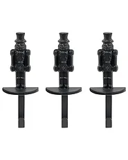 Set of 3 Christmas Stocking Holders KAJAANI 22 cm Nutcracker Black_1156614