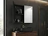 Bathroom Wall Mounted Mirror Cabinet NAVARRA 80 cm x 70 cm Black