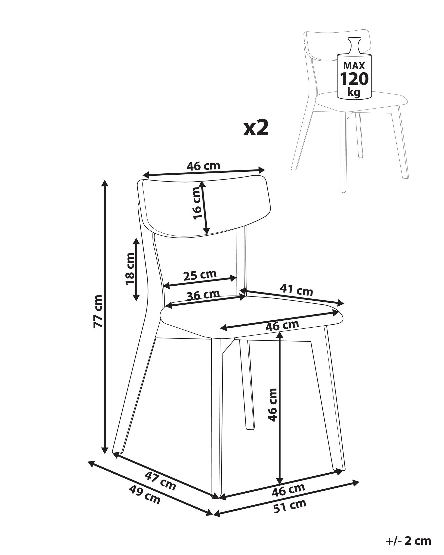 Esszimmerstuhl 2er Set HOLLY Holz Hellbraun / Braun_1065870