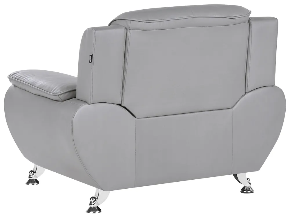 Living Room Set 6 Seater LEIRA Faux Leather Grey_1058676
