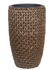 Set of 2 Plant Pots CEDRUS 37/45 cm PE Rattan Brown_914469