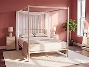 Himmelbett Metall LESTARDS 140 x 200 cm Hellbeige_1165374